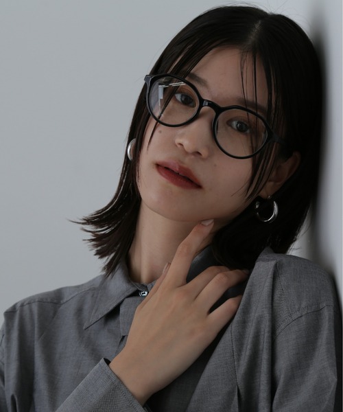 N.(N. Natural Beauty Basic)(エヌエヌナチュラルビューティーベーシック)の「◆ボストンフレームメガネ(メガネ・レディース・ブラック/カーキ・フリ-)」の2枚目の写真