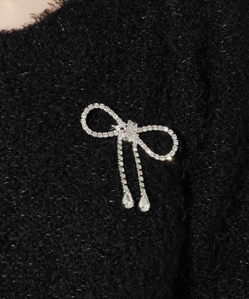 WILLSELECTION（ウィルセレクション）の「リボンブローチ付きテディヤーンニット（ニット/セーター・レディース・ピンク/ボルドー/イエロー/ミント/ラベンダー/ベージュ/オフホワイト/ブラック・FREE）」の16枚目の写真