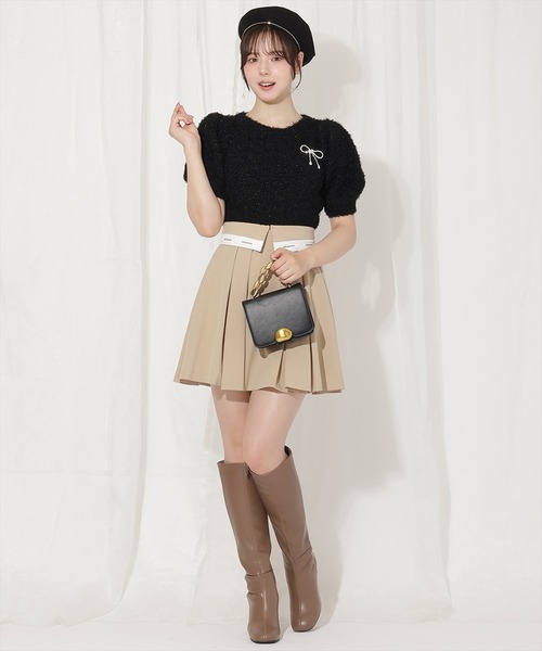 WILLSELECTION（ウィルセレクション）の「リボンブローチ付きテディヤーンニット（ニット/セーター・レディース・ピンク/ボルドー/イエロー/ミント/ラベンダー/ベージュ/オフホワイト/ブラック・FREE）」の18枚目の写真