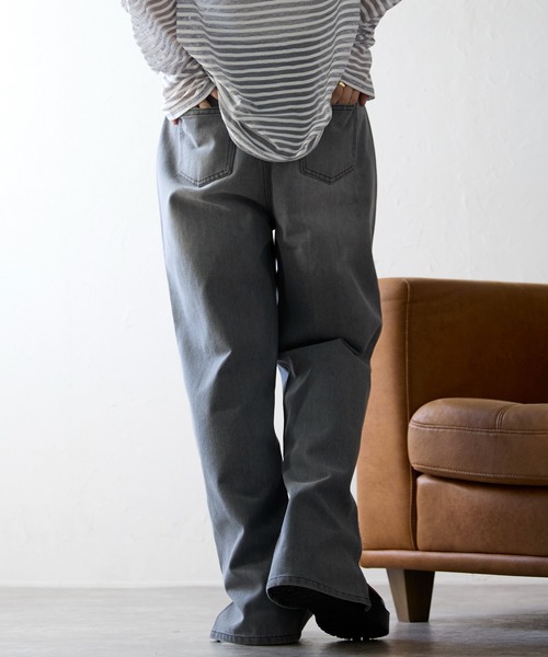 ap retro（アプレトロ）の「サイドフリンジスリットデニムパンツ / ルーズデニムパンツ（デニムパンツ・レディース・ネイビー/ブルー/グレー・MEDIUM/LARGE）」の18枚目の写真