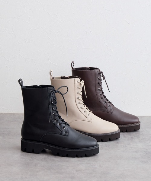 HIMIKO（ヒミコ）の「【Made in Japan】【撥水】レースアップトラックソールブーツ/641410（ブーツ・レディース・ブラック/ダークブラウン/アイボリー・22.5cm/23.5cm/24.5cm/25.5cm/23.0cm/24.0cm/25.0cm/26.0cm/21.5cm/22.0cm/26.5cm）」の8枚目の写真