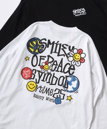 SMILEY FACE/スマイリーフェイス オーバーサイズ 袖プリント バックプリント ロゴ ワンポイント刺繍 ロングスリーブTシャツ/ロンT/レディース メンズ