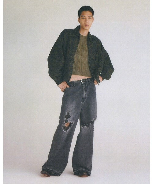 Juha（ユハ）の「DAMAGE WIDE DENIM PANTS（デニムパンツ・メンズ・ブラック・4/3/2）」の4枚目の写真