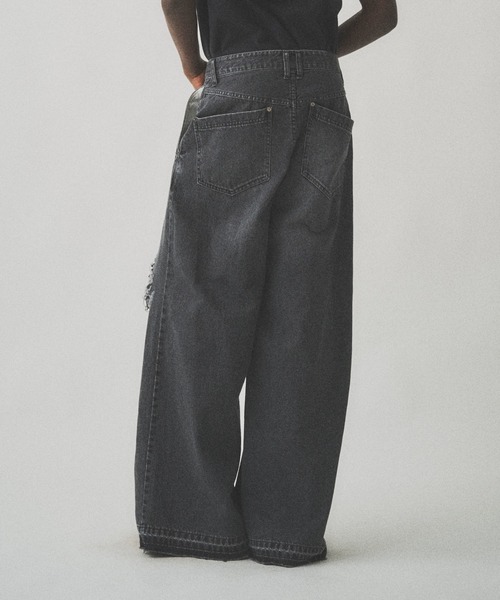 Juha（ユハ）の「DAMAGE WIDE DENIM PANTS（デニムパンツ・メンズ・ブラック・4/3/2）」の7枚目の写真