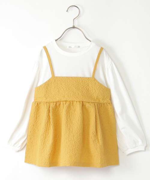 ikka（イッカ）の「ふくれジャガードキャミドッキング長袖プルオーバー（120~160cm）（Tシャツ/カットソー・キッズ・マスタード/ベージュ/ブラック・120/130/140/150/160）」の3枚目の写真