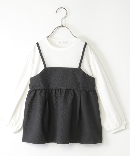 ikka（イッカ）の「ふくれジャガードキャミドッキング長袖プルオーバー（120~160cm）（Tシャツ/カットソー・キッズ・マスタード/ベージュ/ブラック・120/130/140/150/160）」の2枚目の写真