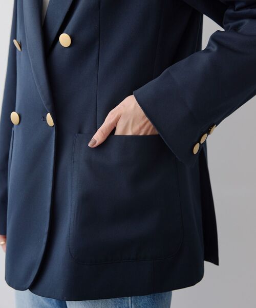 AMERICAN HOLIC 黒ピーク衿レディースダブルジャケットサイズM セール】Wボタンテーラードジャケット（テーラードジャケット
