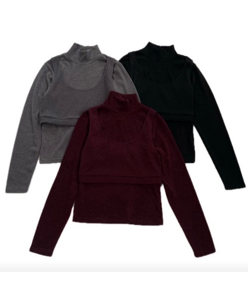 AGAWD（アガウド）の「AGAWD レイヤードビスチェカットソー（Tシャツ/カットソー・レディース・ボルドー/グレー/ブラック・FREE）」の11枚目の写真