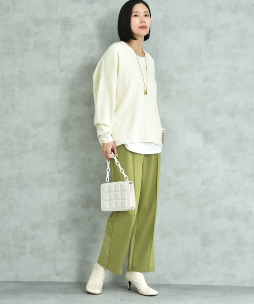 actuel（アクチュエル）の「【ａｃｔｕｅｌ】スウェットライクＶネックプルオーバー（ニット/セーター・レディース・オフホワイト/グレー/ブルー/ブラック・FREE）」の7枚目の写真