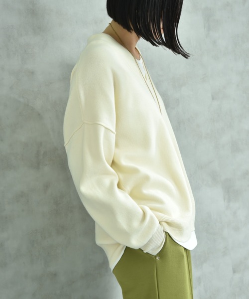 actuel（アクチュエル）の「【ａｃｔｕｅｌ】スウェットライクＶネックプルオーバー（ニット/セーター・レディース・オフホワイト/グレー/ブルー/ブラック・FREE）」の9枚目の写真