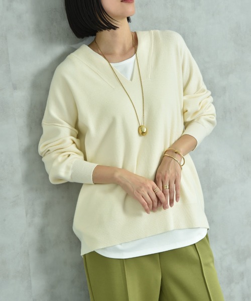 actuel（アクチュエル）の「【ａｃｔｕｅｌ】スウェットライクＶネックプルオーバー（ニット/セーター・レディース・オフホワイト/グレー/ブルー/ブラック・FREE）」の12枚目の写真