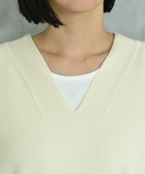 actuel（アクチュエル）の「【ａｃｔｕｅｌ】スウェットライクＶネックプルオーバー（ニット/セーター・レディース・オフホワイト/グレー/ブルー/ブラック・FREE）」の13枚目の写真