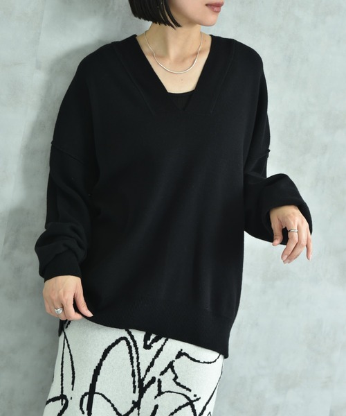 actuel（アクチュエル）の「【ａｃｔｕｅｌ】スウェットライクＶネックプルオーバー（ニット/セーター・レディース・オフホワイト/グレー/ブルー/ブラック・FREE）」の14枚目の写真