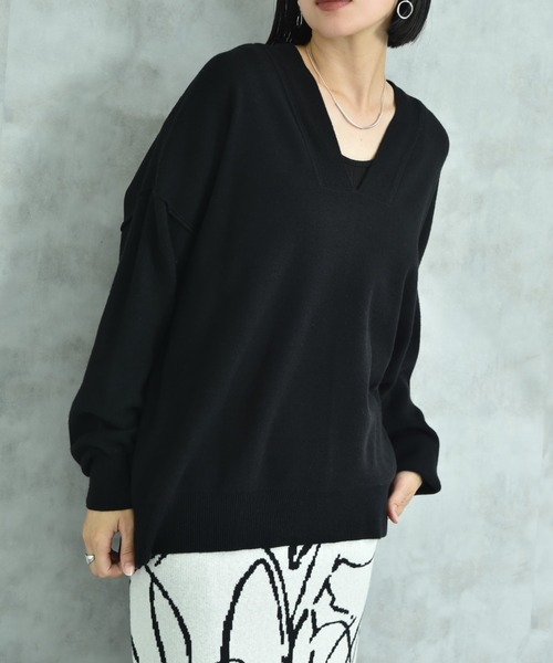 actuel（アクチュエル）の「【ａｃｔｕｅｌ】スウェットライクＶネックプルオーバー（ニット/セーター・レディース・オフホワイト/グレー/ブルー/ブラック・FREE）」の17枚目の写真