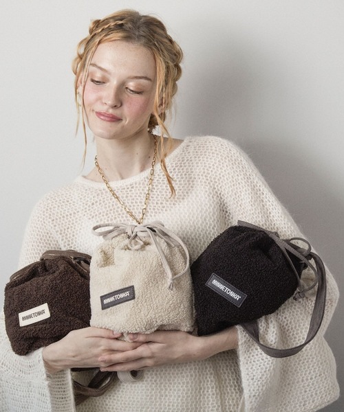 Minnetonka（ミネトンカ）の「【MINNETONKA】ミネトンカ PURSE BOA BAG　巾着バッグ（ショルダーバッグ・レディース・アイボリー/グレー/ブラウン・FREE）」の7枚目の写真