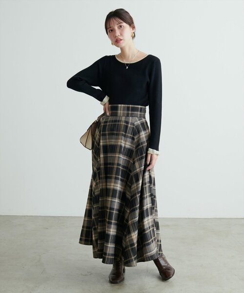 natural couture(ナチュラルクチュール)の「袖口リボン配色リブニット(ニット/セーター・レディース・モカ/サックスブルー/アイボリー/ブラック・FREE)」の13枚目の写真