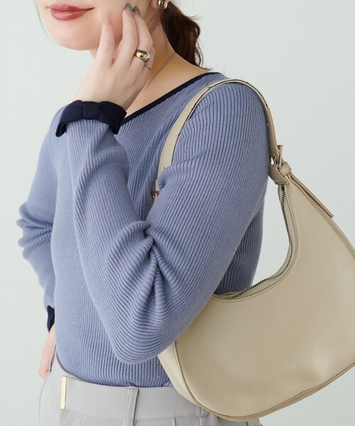 natural couture(ナチュラルクチュール)の「袖口リボン配色リブニット(ニット/セーター・レディース・モカ/サックスブルー/アイボリー/ブラック・FREE)」の20枚目の写真