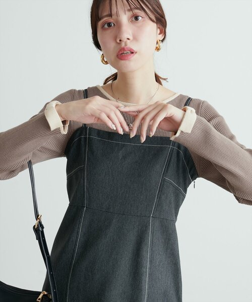 natural couture(ナチュラルクチュール)の「袖口リボン配色リブニット(ニット/セーター・レディース・モカ/サックスブルー/アイボリー/ブラック・FREE)」の17枚目の写真