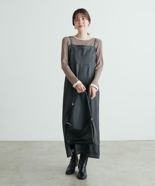 natural couture(ナチュラルクチュール)の「袖口リボン配色リブニット(ニット/セーター・レディース・モカ/サックスブルー/アイボリー/ブラック・FREE)」の18枚目の写真