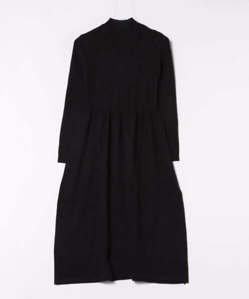 スタンドカラー切り替えニットワンピース（ワンピース）｜aimoha