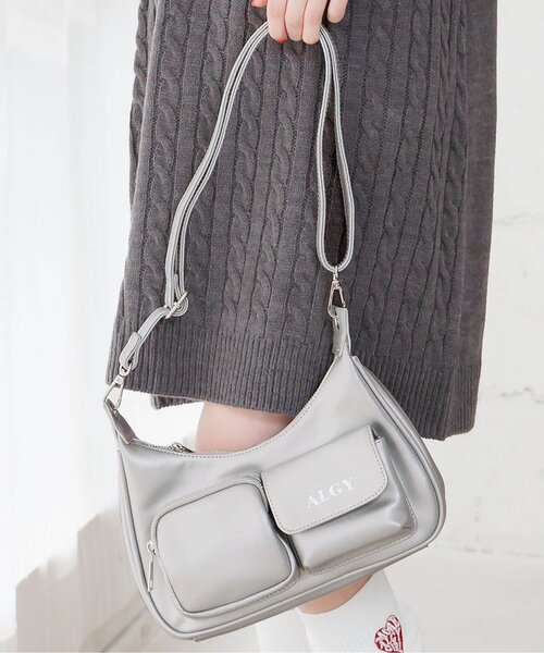 algy（アルジー）の「2ポケットショルダーBAG（ショルダーバッグ・キッズ・ピンク/ブラック/シルバー・FREE）」の3枚目の写真