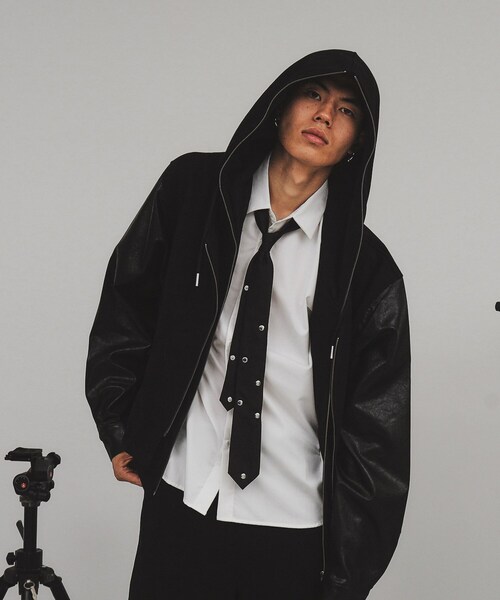 tk.TAKEO KIKUCHI（ティーケータケオキクチ）の「◆K’PJT by Aoi FANCY LAYERED ZIP PARKA（パーカー・メンズ・ブラック/ブラック系・88）」の2枚目の写真