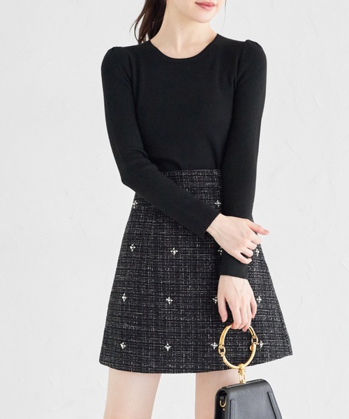 tocco closet(トッコ クローゼット)の「ふんわりカシミアタッチプチパワーショルダーリブニットプルオーバー(ニット/セーター・レディース・ネイビー/アイボリー/ブラック・M)」の13枚目の写真