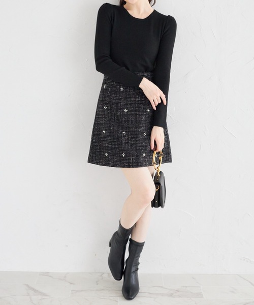 tocco closet(トッコ クローゼット)の「ふんわりカシミアタッチプチパワーショルダーリブニットプルオーバー(ニット/セーター・レディース・ネイビー/アイボリー/ブラック・M)」の11枚目の写真