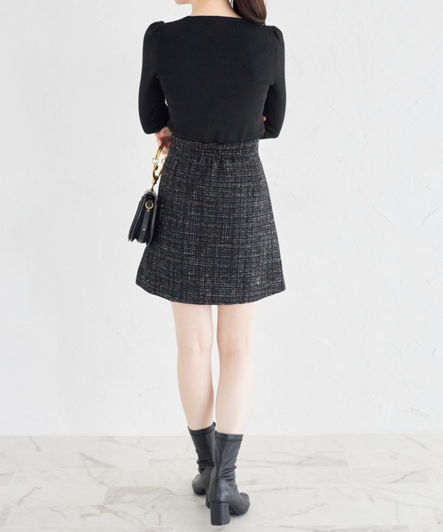 tocco closet(トッコ クローゼット)の「ふんわりカシミアタッチプチパワーショルダーリブニットプルオーバー(ニット/セーター・レディース・ネイビー/アイボリー/ブラック・M)」の12枚目の写真