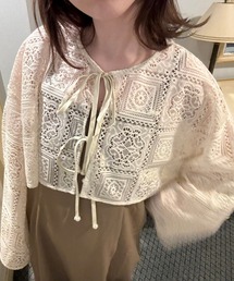 レースクロップド丈カーディガン