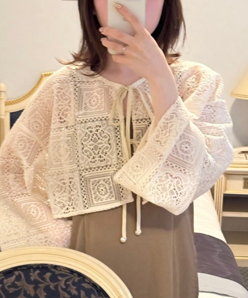 merrylatte（メリーラテ）の「レースクロップド丈カーディガン（カーディガン/ボレロ・レディース・アイボリー・FREE）」の16枚目の写真