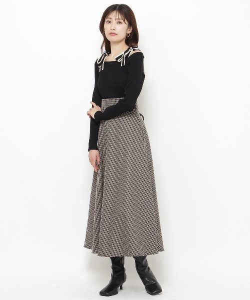 AND COUTURE(アンドクチュール)の「配色ショルダーリボンニットプルオーバー(ニット/セーター・レディース・ブルー/ブラック/ボルドー/アイボリー/ピンク/ラベンダー・FREE)」の18枚目の写真