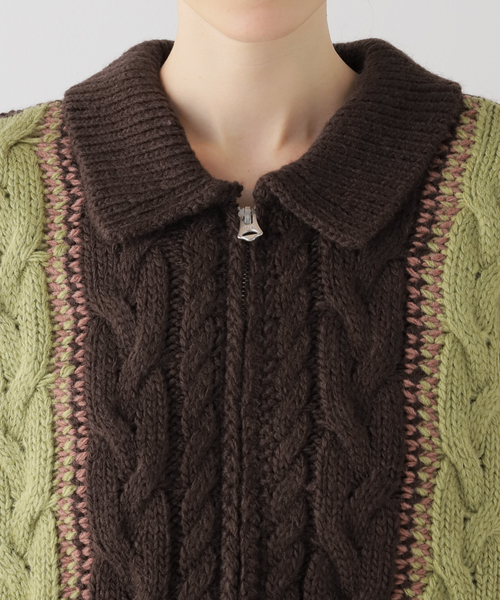 OBEY(オベイ)の「【OBEY / オベイ】EZRA ZIP UP CARDIGAN 151010037(ニット/セーター・レディース・ブラウン・SMALL)」の7枚目の写真