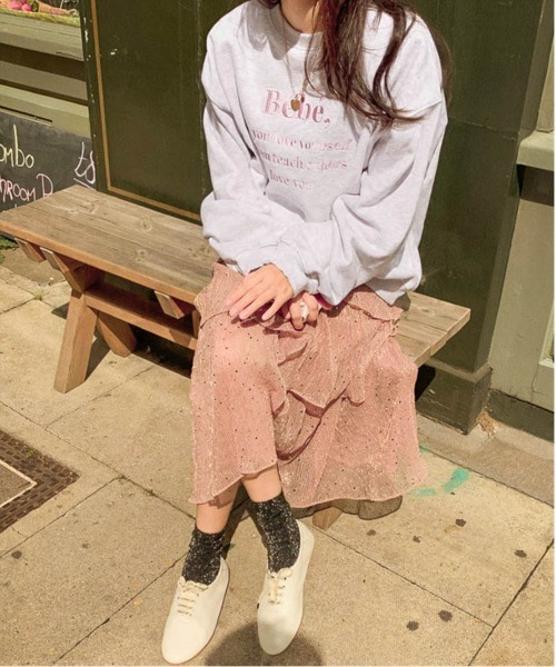 AMELY（エミリー）の「刺繍ロゴスウェット（スウェット・レディース・グリーン/オートミール/ブルー/ブラック・フリー）」の7枚目の写真
