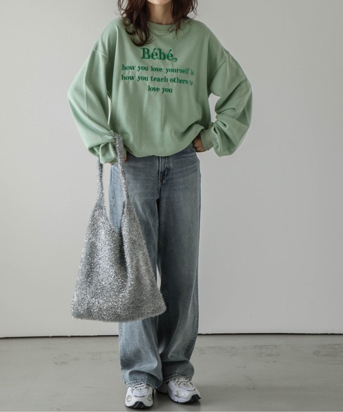 AMELY（エミリー）の「刺繍ロゴスウェット（スウェット・レディース・グリーン/オートミール/ブルー/ブラック・フリー）」の15枚目の写真