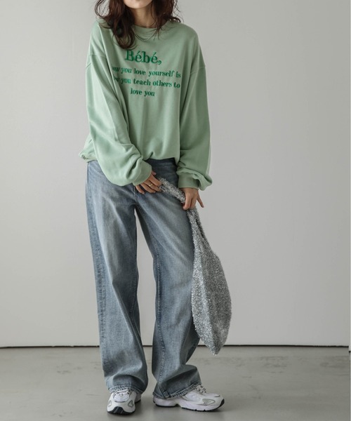 AMELY（エミリー）の「刺繍ロゴスウェット（スウェット・レディース・グリーン/オートミール/ブルー/ブラック・フリー）」の16枚目の写真