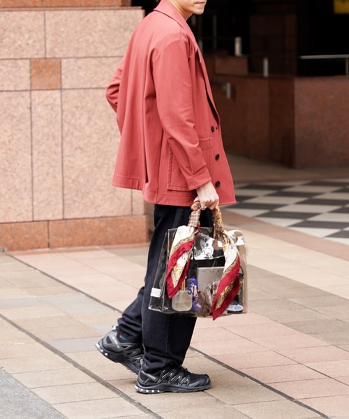 FRUIT OF THE LOOM（フルーツオブザルーム）の「VINYL TOTE BAG & STICKER SEAL SET / PVC / クリアバッグ / カラーバッグ / A4サイズ収納 / ユニセックス（トートバッグ・レディース・ミント/オレンジ/ブラウン/ブラック・FREE）」の7枚目の写真