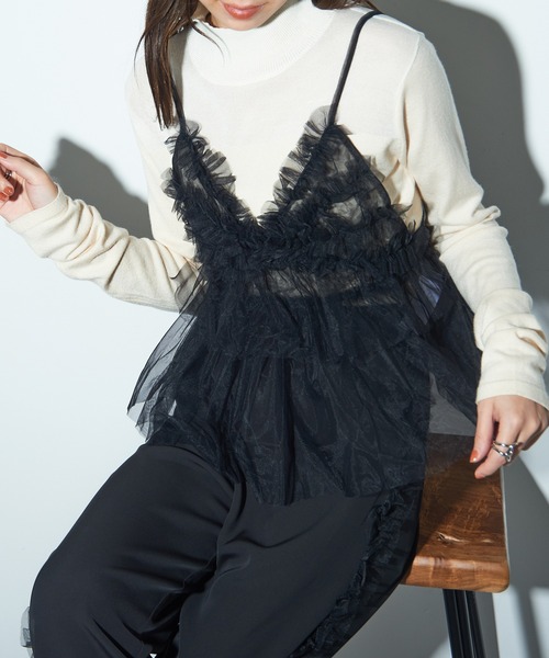MAISON BREEZE reveur(メゾンブリーズレヴール)の「【MAISON BREEZE reveur】チュールキャミビスチェ trc(キャミソール・レディース・グレー/アイボリー/ライトブルー/ブラック・FREE)」の14枚目の写真
