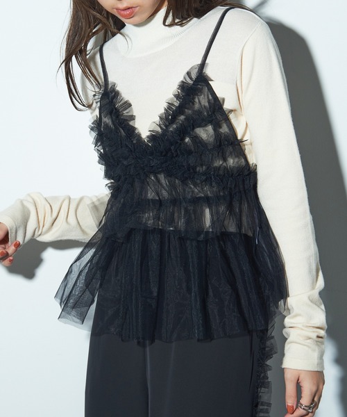MAISON BREEZE reveur(メゾンブリーズレヴール)の「【MAISON BREEZE reveur】チュールキャミビスチェ trc(キャミソール・レディース・グレー/アイボリー/ライトブルー/ブラック・FREE)」の15枚目の写真