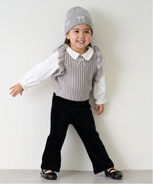 petit main(プティマイン)の「【リンク】パールリボン付ニットベスト(キッズ)(ベスト・キッズ・ブラック/ライトグレー・80cm/90cm/110cm/100cm/120cm/130cm)」の15枚目の写真