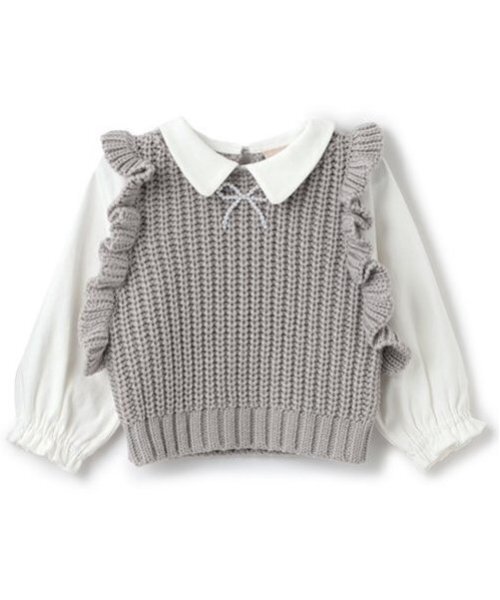 petit main(プティマイン)の「【リンク】パールリボン付ニットベスト(キッズ)(ベスト・キッズ・ブラック/ライトグレー・80cm/90cm/110cm/100cm/120cm/130cm)」の11枚目の写真