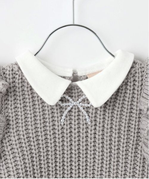 petit main(プティマイン)の「【リンク】パールリボン付ニットベスト(キッズ)(ベスト・キッズ・ブラック/ライトグレー・80cm/90cm/110cm/100cm/120cm/130cm)」の9枚目の写真
