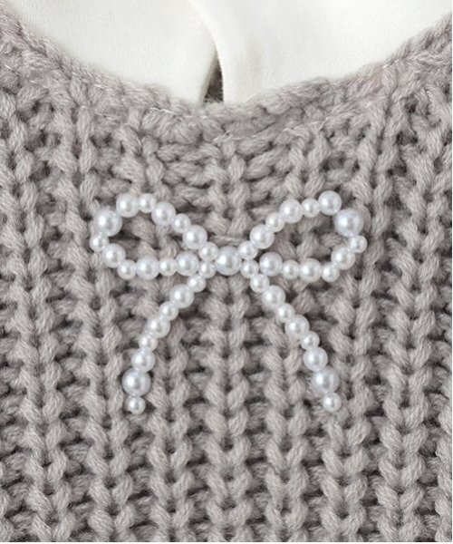 petit main(プティマイン)の「【リンク】パールリボン付ニットベスト(キッズ)(ベスト・キッズ・ブラック/ライトグレー・80cm/90cm/110cm/100cm/120cm/130cm)」の8枚目の写真