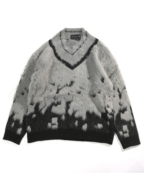 neos（ネオス）の「【neos】ルーズシルエット Vネック ライン シャギー グラデーション ニット プルオーバー（ニット/セーター・メンズ・グレー/ホワイト・X-LARGE/LARGE/MEDIUM）」の17枚目の写真