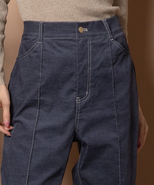 Bou Jeloud（ブージュルード）の「ベロアデニムストレートパンツ（デニムパンツ・レディース・インディゴブルー/ブラック・38）」の10枚目の写真