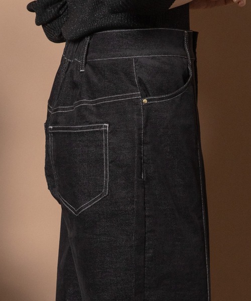 Bou Jeloud（ブージュルード）の「ベロアデニムストレートパンツ（デニムパンツ・レディース・インディゴブルー/ブラック・38）」の6枚目の写真
