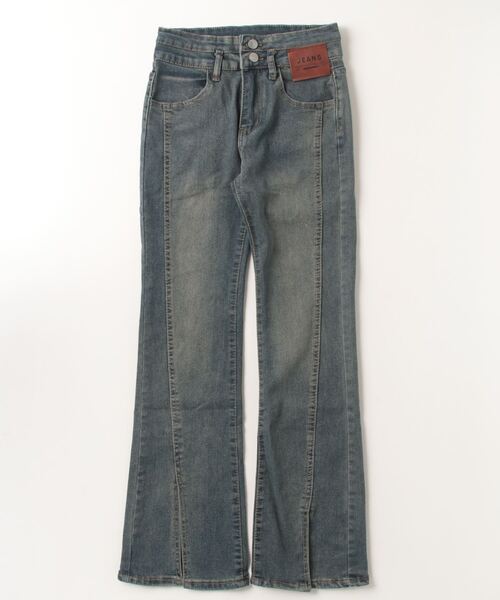 FREE STYLISTS(フリー スタイリスト)の「美脚ハイウエスト 裾スリットフレアデニムパンツ(デニムパンツ・レディース・ダークブルー/ライトブルー/ブラック/ブルー・M/L/XL/XS/S/2XL/3XL)」の20枚目の写真