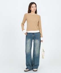 layered style border long sleeve tops