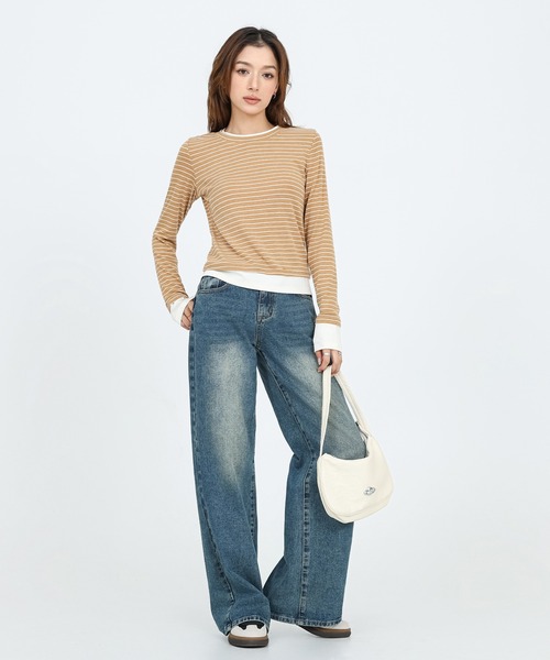 SUWDEE(スーディー)の「layered style border long sleeve tops(Tシャツ/カットソー・レディース・イエロー/ダークグレー/ホワイト・FREE)」の16枚目の写真