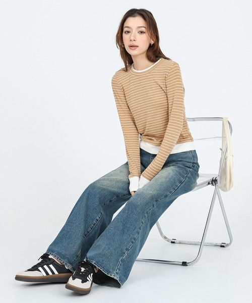 SUWDEE(スーディー)の「layered style border long sleeve tops(Tシャツ/カットソー・レディース・イエロー/ダークグレー/ホワイト・FREE)」の17枚目の写真